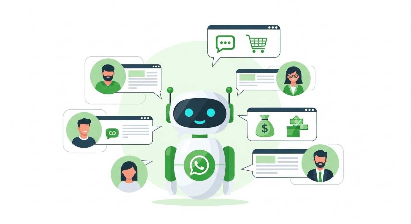 Bot de WhatsApp atendiendo clientes en simultáneo, mostrando cómo los negocios en Panamá pueden vender más con automatización de mensajes."